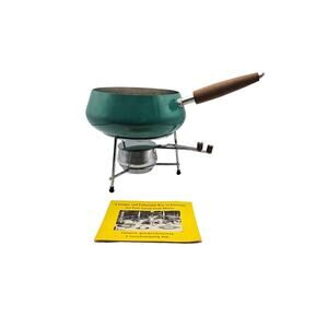 Vintage Mid Centry Modern Fondue Pot Buehner Wanner‎ Blue Wood Handle